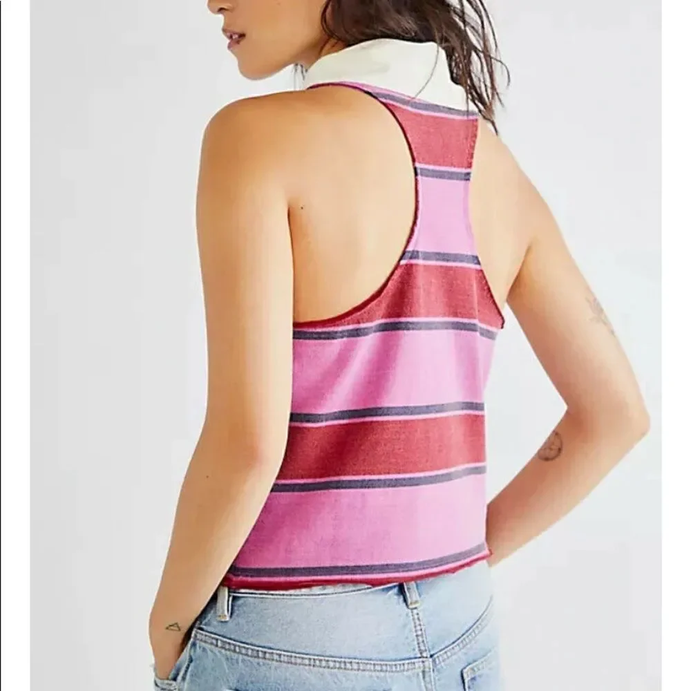 NWT We The Free Walking On Sunshine Racer Back Tee in Plumb Combo - Picture 3 of 12
